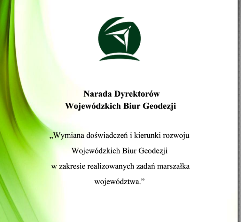 Broszura Narady Dyrektorów Wojewódzkich Biur Geodezji.